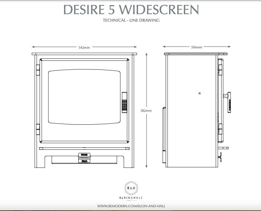 BE MODERN FLARE DESIRE 5 WIDESCREEN MULTI-FUEL STOVE