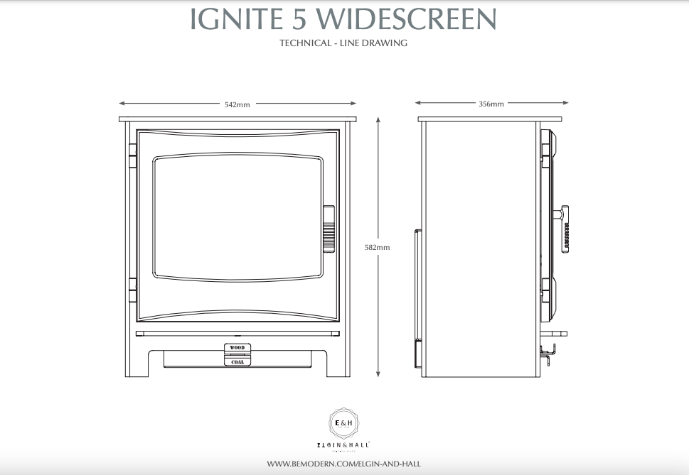 BE MODERN FLARE IGNITE 5 WIDESCREEN MULTI FUEL STOVE