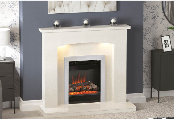 BE MODERN FLARE 45" ISABELLE MICRO-MARBLE FIREPLACE