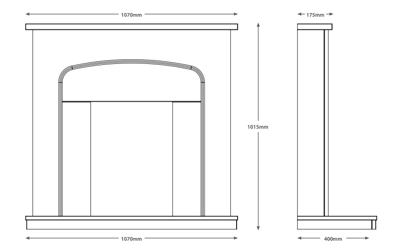BE MODERN FLARE 42" TASMIN MICRO-MARBLE FIREPLACE