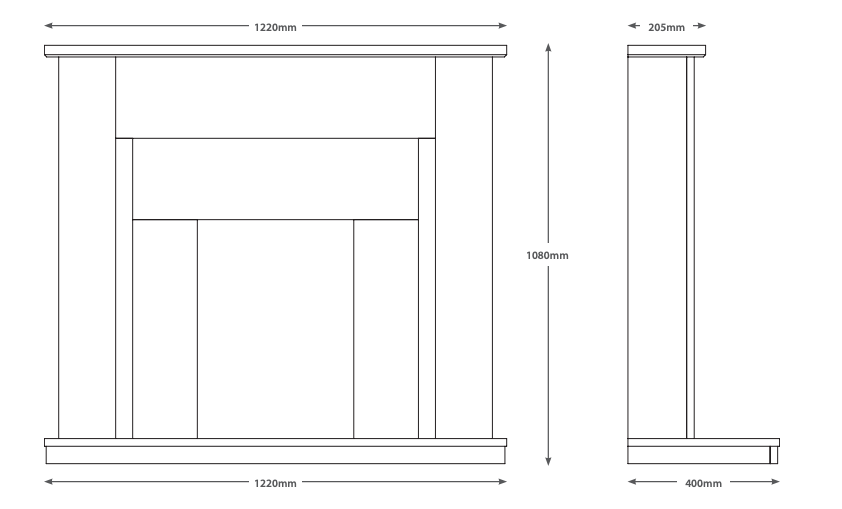 BE MODERN FLARE 48" ELDA MICRO-MARBLE FIREPLACE