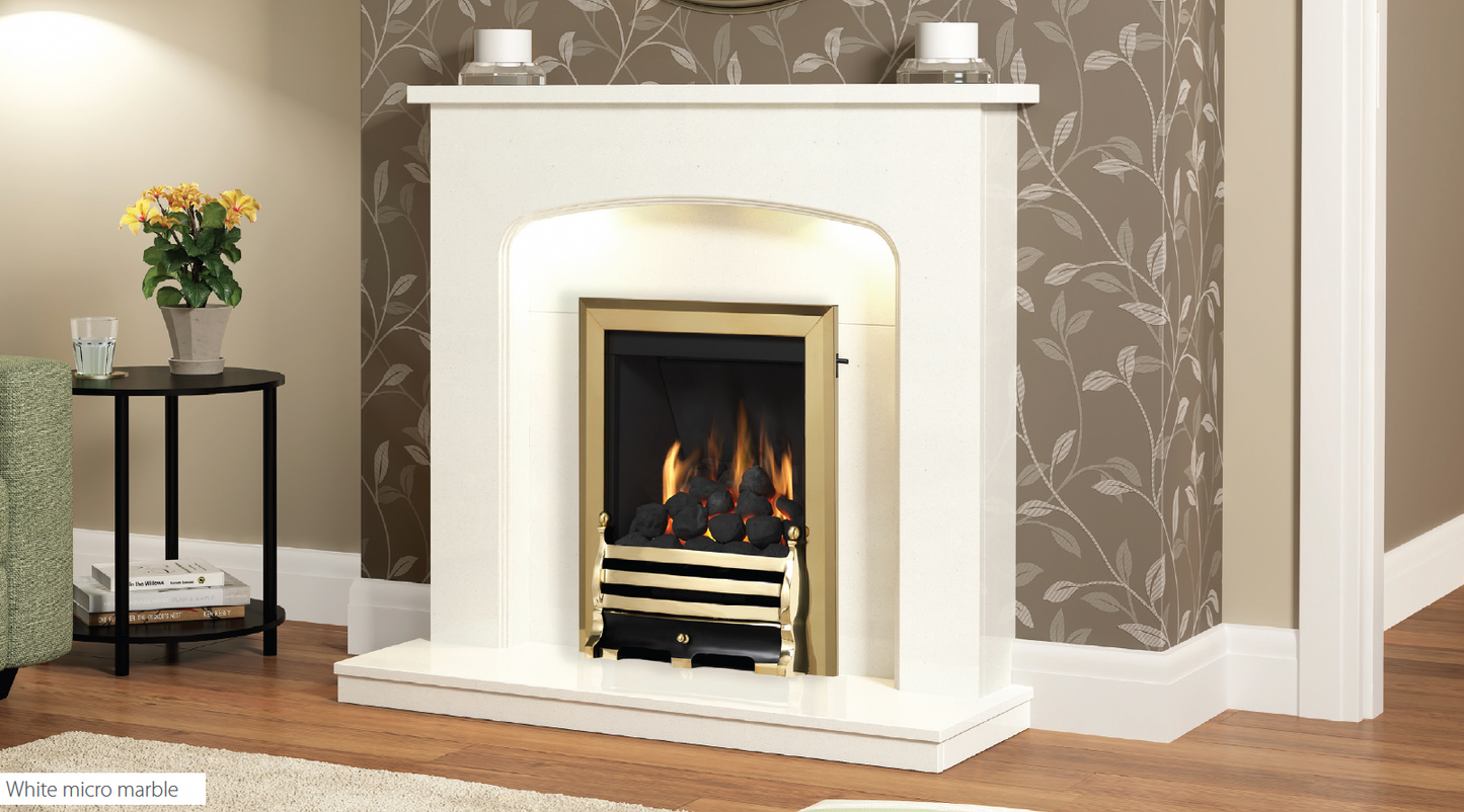 BE MODERN FLARE 42" TASMIN MICRO-MARBLE FIREPLACE