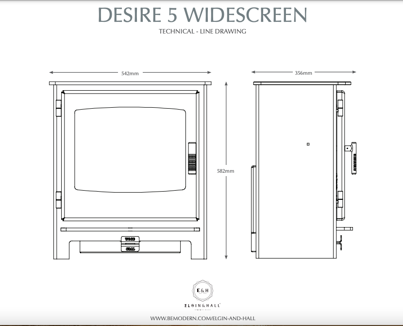 ELGIN & HALL DESIRE 5 WIDESCREEN MULTI-FUEL STOVE