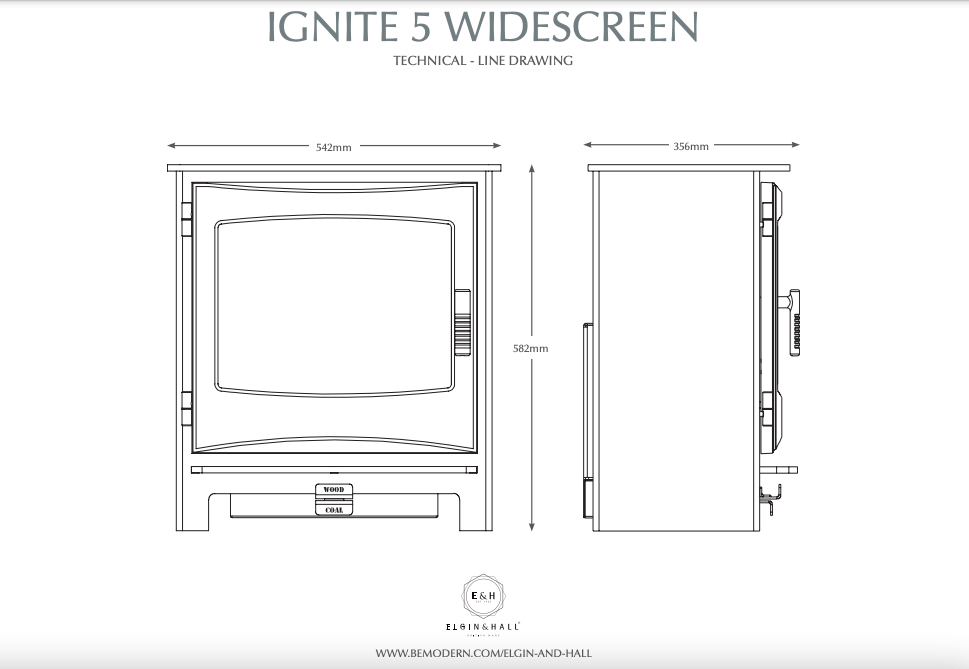 ELGIN & HALL IGNITE 5 WIDESCREEN MULTI FUEL STOVE