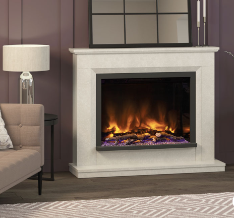 ELGIN & HALL PRYZM ALESSO 48" MICRO MARBLE FLOOR STANDING ELECTRIC FIREPLACE