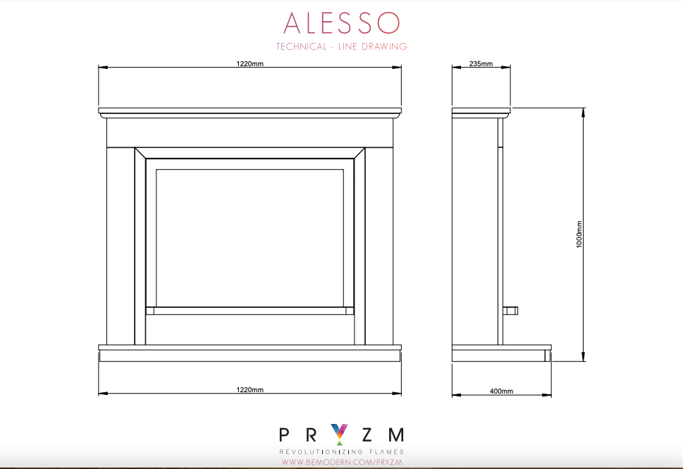 ELGIN & HALL PRYZM ALESSO 48" MICRO MARBLE FLOOR STANDING ELECTRIC FIREPLACE