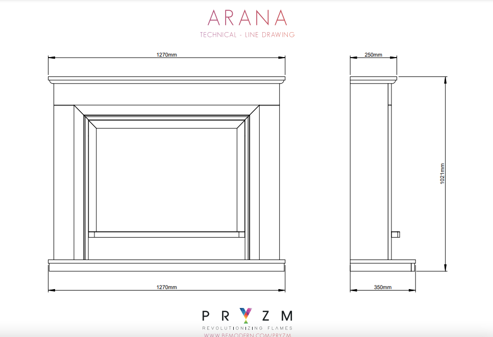 ELGIN & HALL PRYZM ARANA 50" TIMBER FLOOR STANDING ELECTRIC SUITE