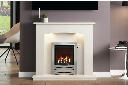 BE MODERN FLARE 45" ISABELLE MICRO-MARBLE FIREPLACE