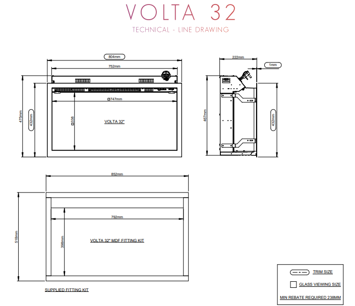 ELGIN & HALL PRYZM VOLTA WALL INSET ELECTRIC FIRE