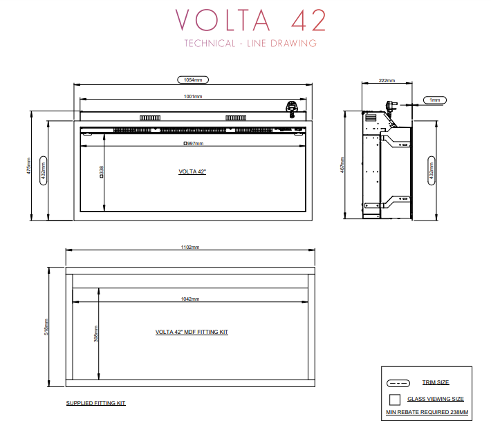 ELGIN & HALL PRYZM VOLTA WALL INSET ELECTRIC FIRE