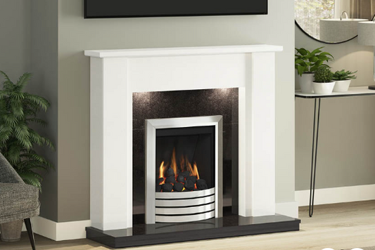 BE MODERN FLARE 48" ELDA MICRO-MARBLE FIREPLACE