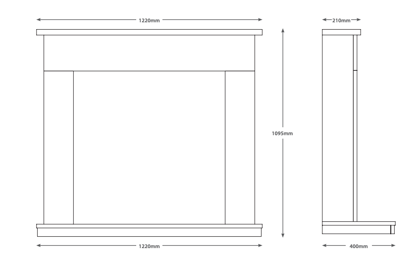 BE MODERN FLARE ALLENSFORD 48" MICRO-MARBLE INGLENOOK FIREPLACE