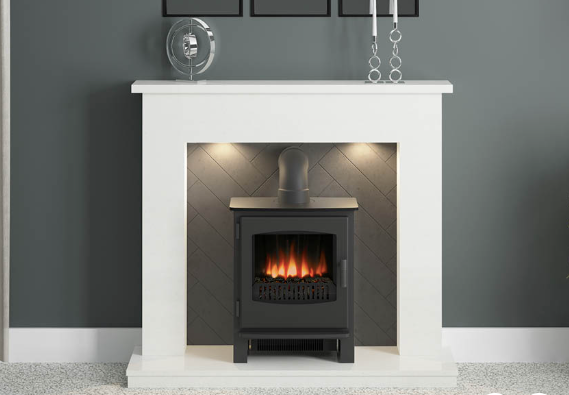 BE MODERN FLARE ALLENSFORD 48" MICRO-MARBLE INGLENOOK FIREPLACE