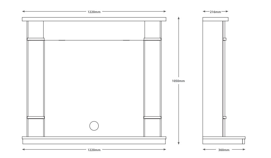 BE MODERN FLARE CHESHIRE 48" TIMBER INGLENOOK