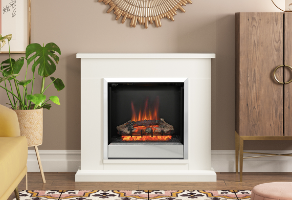 BE MODERN FLARE 40" ELSHAM TIMBER ELECTRIC FIREPLACE