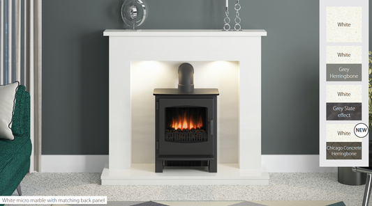 BE MODERN FLARE ALLENSFORD 48" MICRO-MARBLE INGLENOOK FIREPLACE